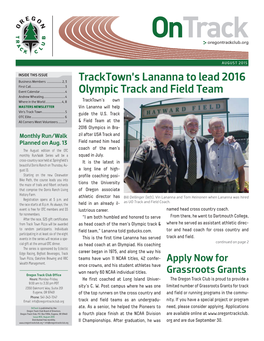 Tracktown's Lananna to Lead 2016 Olympic Track and Field Team