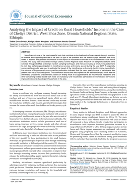 Analysing the Impact of Credit on Rural Households' Income in The