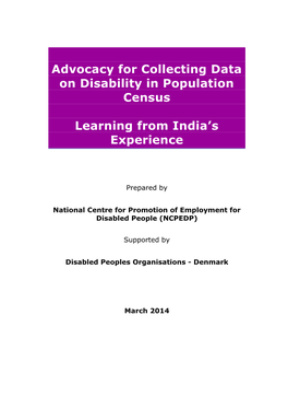 Advocacy for Collecting Data on Disability in Population Census