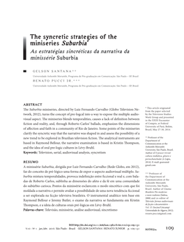 The Syncretic Strategies of the Miniseries Suburbia* As Estratégias Sincréticas Da Narrativa Da Minissérie Suburbia