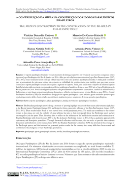 A Contribuição Da Mídia Na Construção Dos Ídolos Paralímpicos Brasileiros
