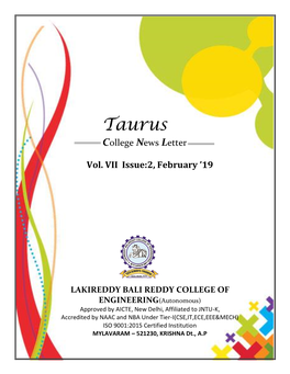Taurus College News Letter