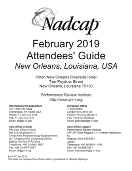 February 2019 Attendees' Guide New Orleans, Louisiana, USA