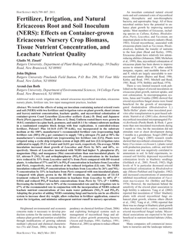 Fertilizer, Irrigation, and Natural Ericaceous Root and Soil Inoculum