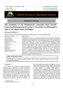 The Variability of the Predominant Culturable Plant Growth- Promoting