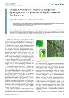 Epipompilus Aztecus (Cresson, 1869): First Record in Istributio