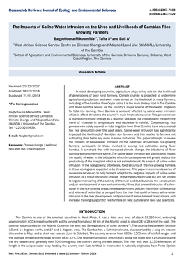 The Impacts of Saline-Water Intrusion on the Lives and Livelihoods Of