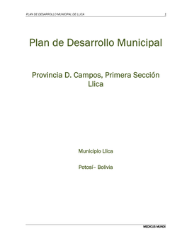 Plan De Desarrollo Municipal De Llica 1