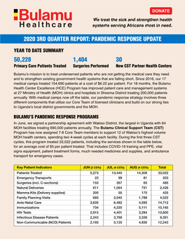 2020 3Rd Quarter Report: Pandemic Response Update