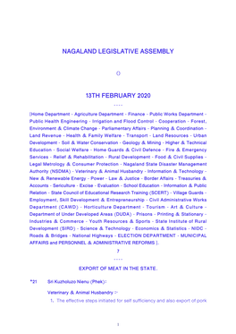 Nagaland Legislative Assembly 13Th February 2020