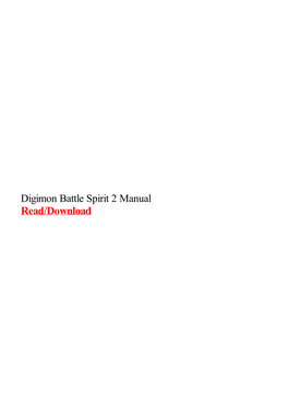 Digimon Battle Spirit 2 Manual