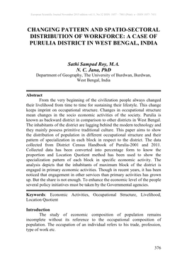 A Case of Purulia District in West Bengal, India