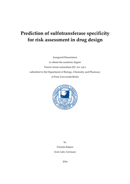 Prediction of Sulfotransferase Specificity for Risk Assessment in Drug Design