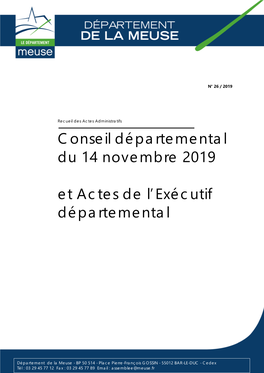 Conseil Départemental Du 14 Novembre 2019 Et Actes De L