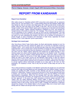 Report from Kandahar