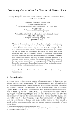 Summary Generation for Temporal Extractions