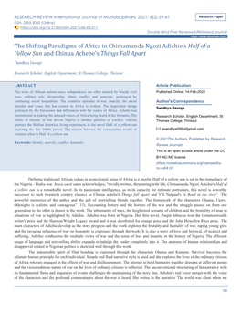 The Shifting Paradigms of Africa in Chimamanda Ngozi Adichie's Half