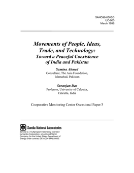 Movements of People, Ideas, Trade and Technology: Toward A