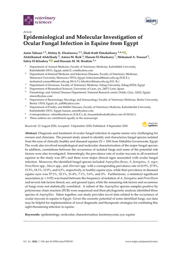 Epidemiological and Molecular Investigation of Ocular Fungal Infection in Equine from Egypt