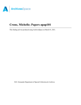 Crone, Michelle; Papers Apap101