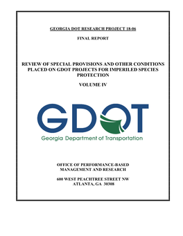 Review of Special Provisions and Other Conditions Placed on Gdot Projects for Imperiled Species Protection