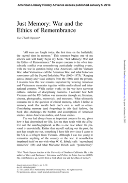 Just Memory: War and the Ethics of Remembrance