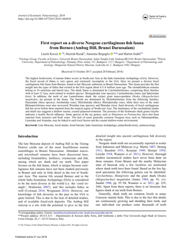 First Report on a Diverse Neogene Cartilaginous Fish Fauna from Borneo