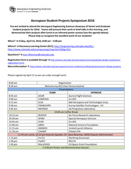 Aerospace Student Projects Symposium 2016