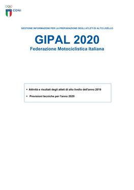 GIPAL 2020 Federazione Motociclistica Italiana