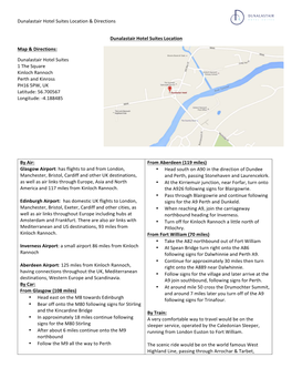 Dunalastair Hotel Suites Location & Directions