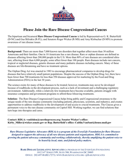 Please Join the Rare Disease Congressional Caucus