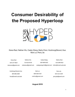 Consumer Desirability of the Proposed Hyperloop