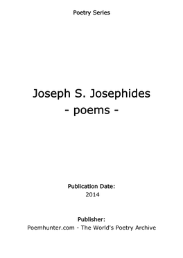 Joseph S. Josephides - Poems