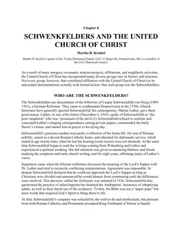 Schwenkfelders and the United Church of Christ