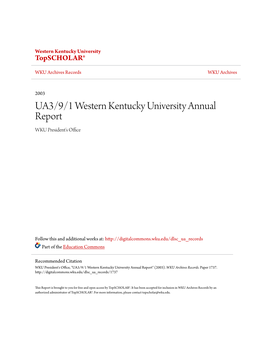 UA3/9/1 Western Kentucky University Annual Report WKU President's Office