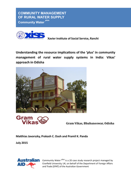 “Plus” in Community Management of Rural Water Supply Systems in India