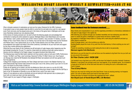 Wellington Rugby League Weekly E Newsletter-PASS IT on Visit Us On