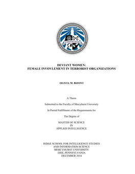 Deviant Women: Female Invovlement in Terrorist Organizations