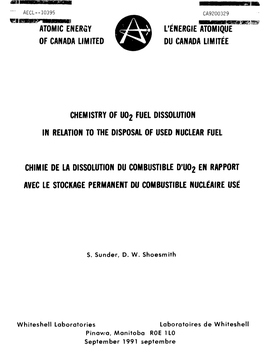 Chemistry of UO 2 Fuel Dissolution in Relation to the Disposal of Used