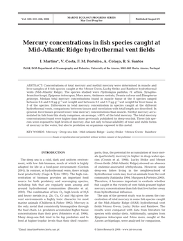 Mercury Concentrations in Fish Species Caught at Mid-Atlantic Ridge Hydrothermal Vent Fields