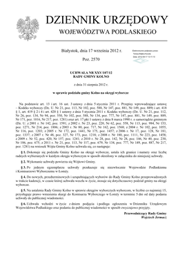 Uchwała Nr XXV/107/12 Z Dnia 31 Sierpnia 2012 R
