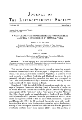 Journal of the Lepidopterists' Society 37(3), 1983, 193-206