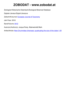 New Chummidae (Araneae): Quadrupling the Size of the Clade 1-25 © European Journal of Taxonomy; Download Unter