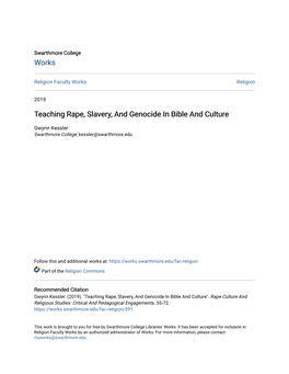 Teaching Rape, Slavery, and Genocide in Bible and Culture