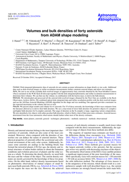 Volumes and Bulk Densities of Forty Asteroids from ADAM Shape Modeling