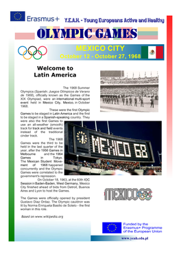 OLYMPIC GAMES MEXICO CITY October 12 - October 27, 1968