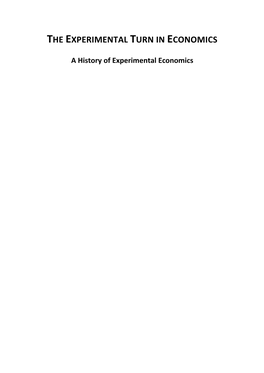 The Experimental Turn in Economics