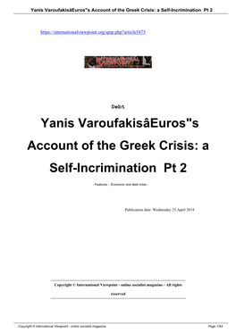 S Account of the Greek Crisis: a Self-Incrimination Pt 2