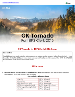 GK Tornado for IBPS Clerk 2016 Exam