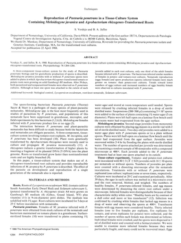 Reproduction of Pasteuria Penetrans in a Tissue-Culture System Containing Meloidogyne Javanica and Agrobacterium Rhizogenes-Tran